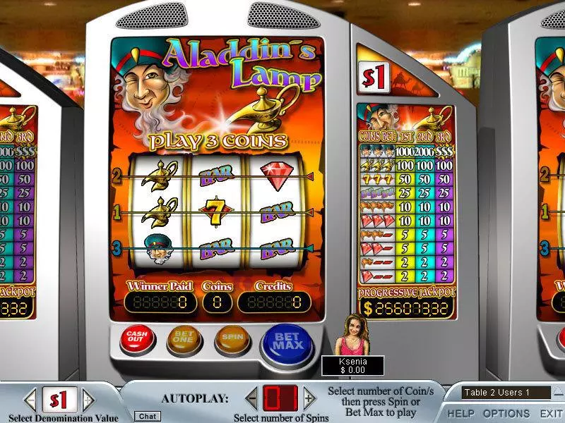 Aladdin's Lamp  Real Money Slot made by GTECH - Main Screen Reels