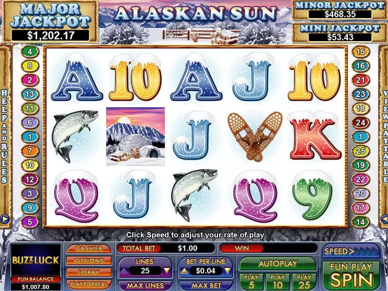 Alaskan Sun  Real Money Slot made by NuWorks - Main Screen Reels
