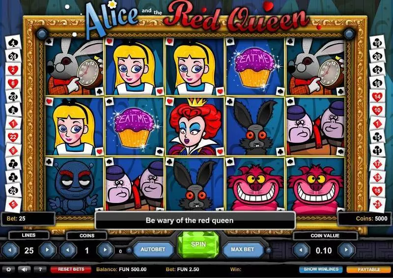 Alice and the Red Queen  Real Money Slot made by 1x2 Gaming - Main Screen Reels