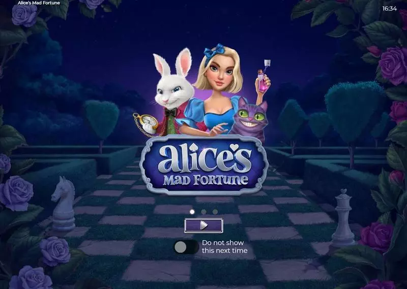 Alice's Mad Fortune  Real Money Slot made by Armadillo Studios - Introduction Screen