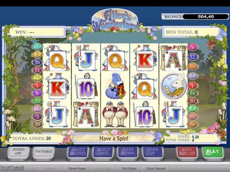 Alice's Wonderland  Real Money Slot made by 888 - Main Screen Reels