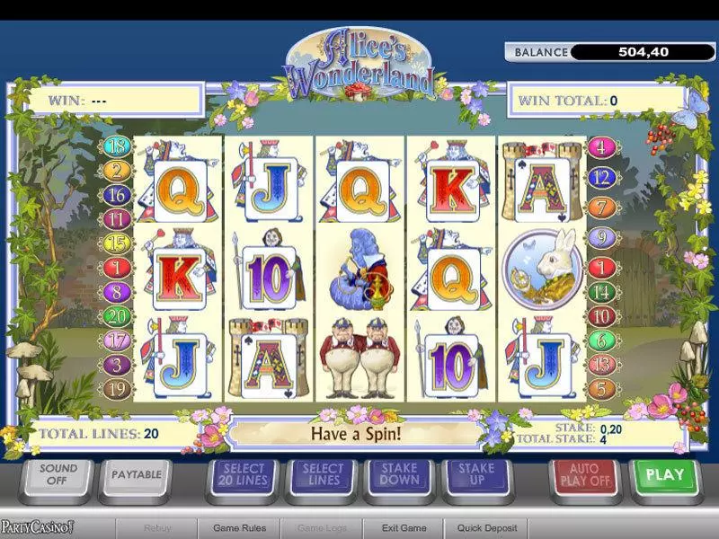 Alice's Wonderland  Real Money Slot made by PlayTech - Main Screen Reels