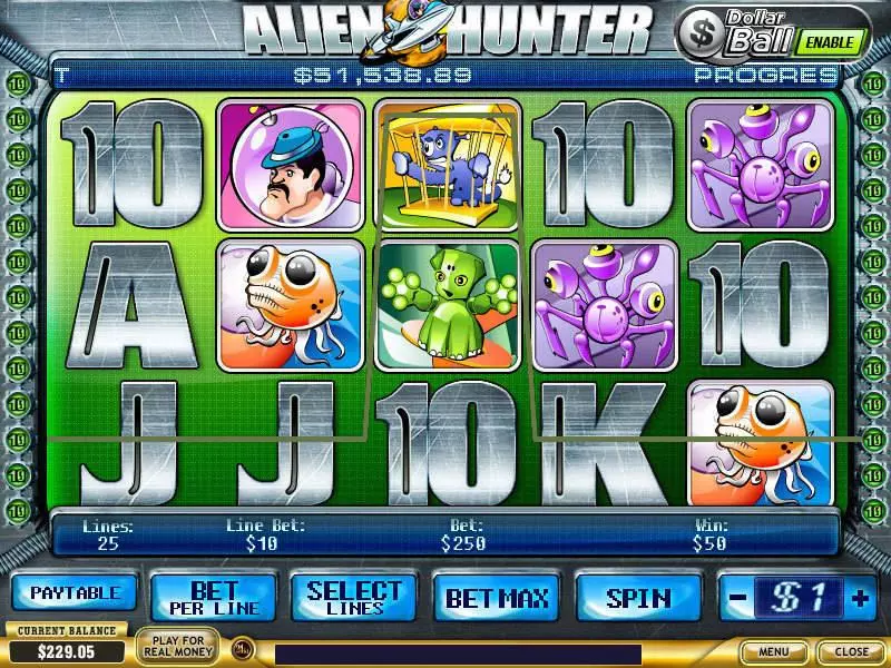 Alien Hunter  Real Money Slot made by PlayTech - Main Screen Reels