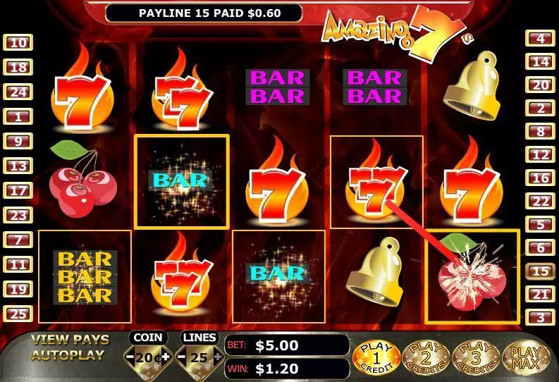 Amazing 7s  Real Money Slot made by WGS Technology - Main Screen Reels