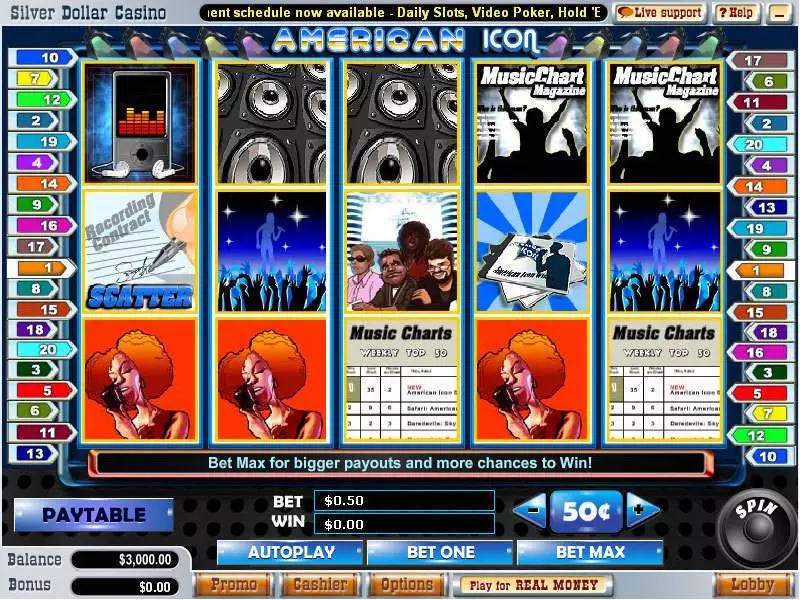American Icon  Real Money Slot made by Vegas Technology - Main Screen Reels