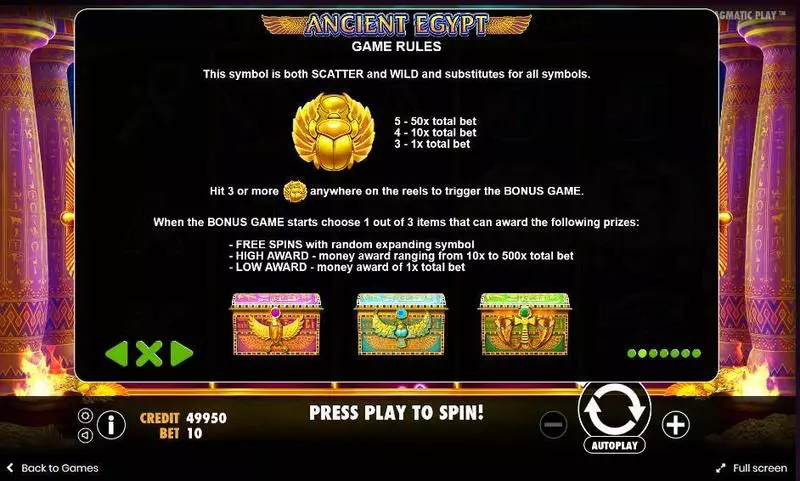 Ancient Egypt  Real Money Slot made by Pragmatic Play - Bonus 1