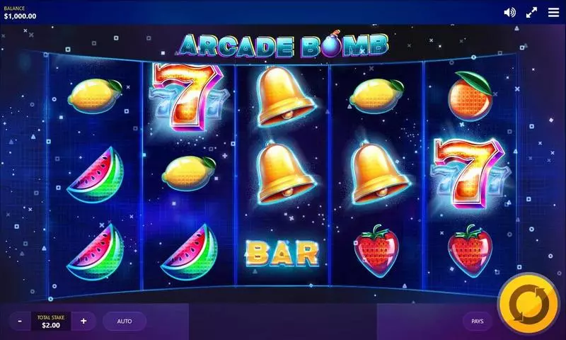 Arcade Bomb  Real Money Slot made by Red Tiger Gaming - Main Screen Reels