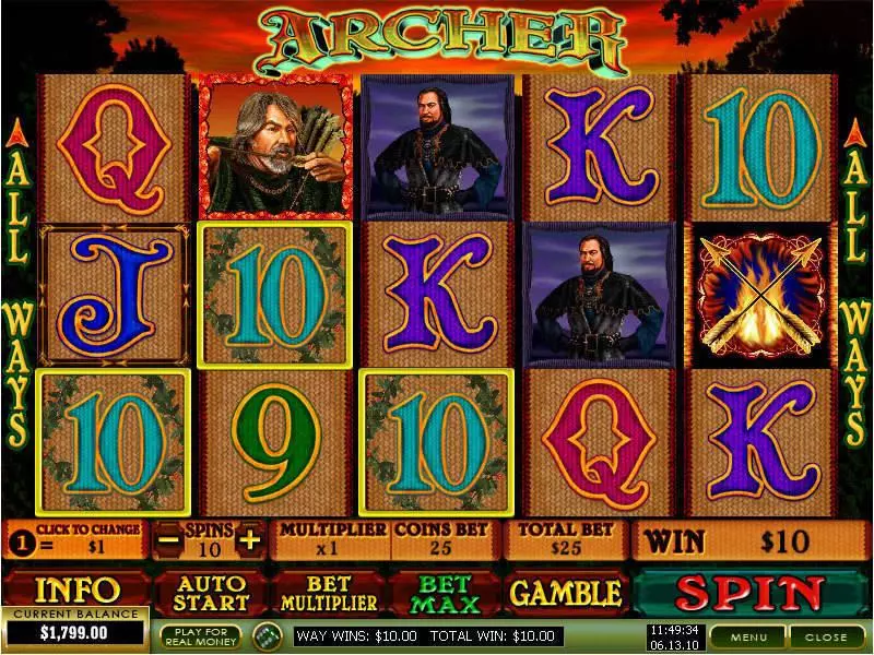 Archer  Real Money Slot made by PlayTech - Main Screen Reels