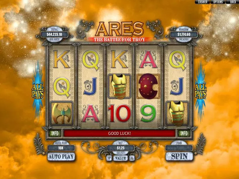 Ares: The Battle for Troy  Real Money Slot made by RTG - Main Screen Reels
