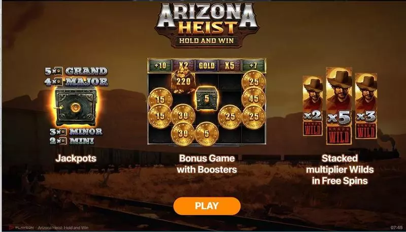 Arizona Heist - Hold and Win  Real Money Slot made by Playson - Introduction Screen