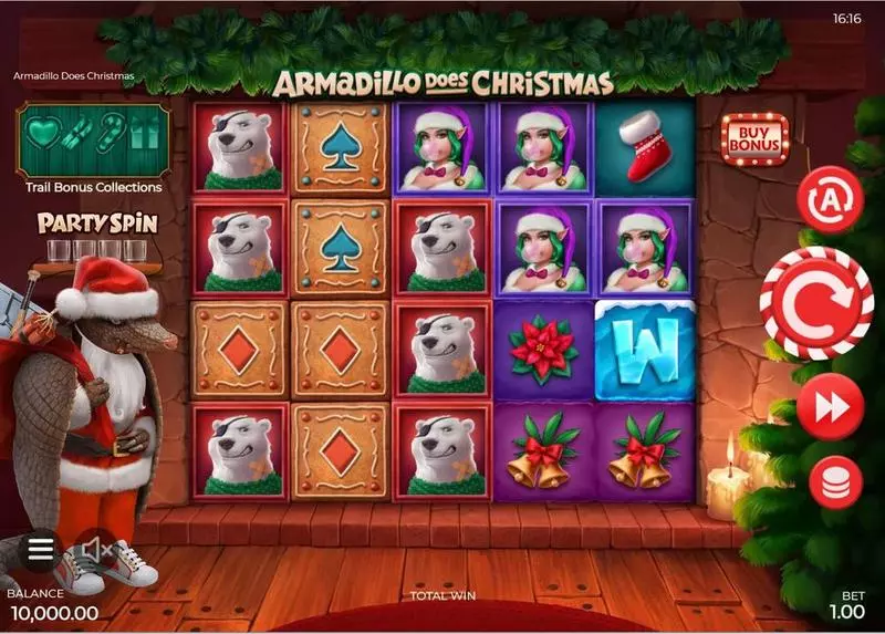 Armadillo Does Christmas 2023  Real Money Slot made by Armadillo Studios - Main Screen Reels