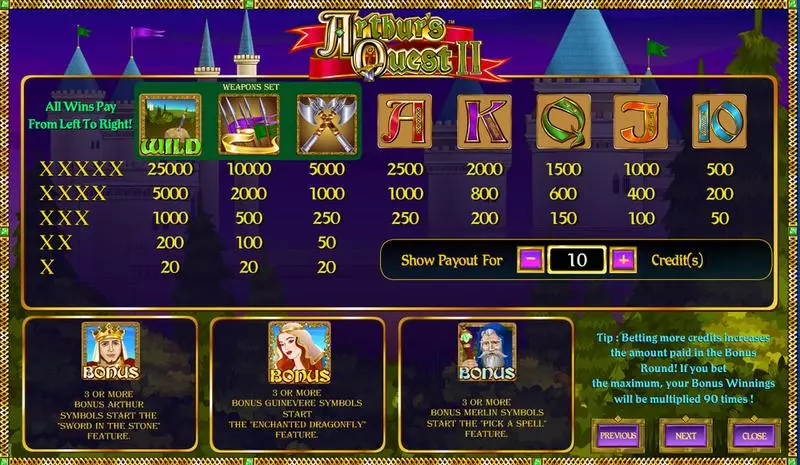 Arthur's Quest II  Real Money Slot made by Amaya - Info and Rules
