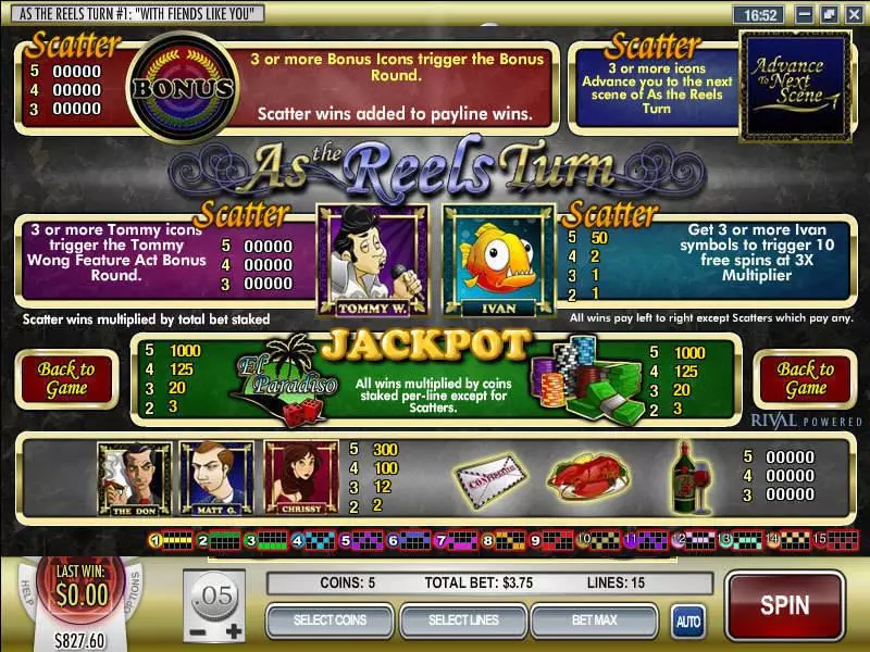 As the Reels Turn 1  Real Money Slot made by Rival - Info and Rules