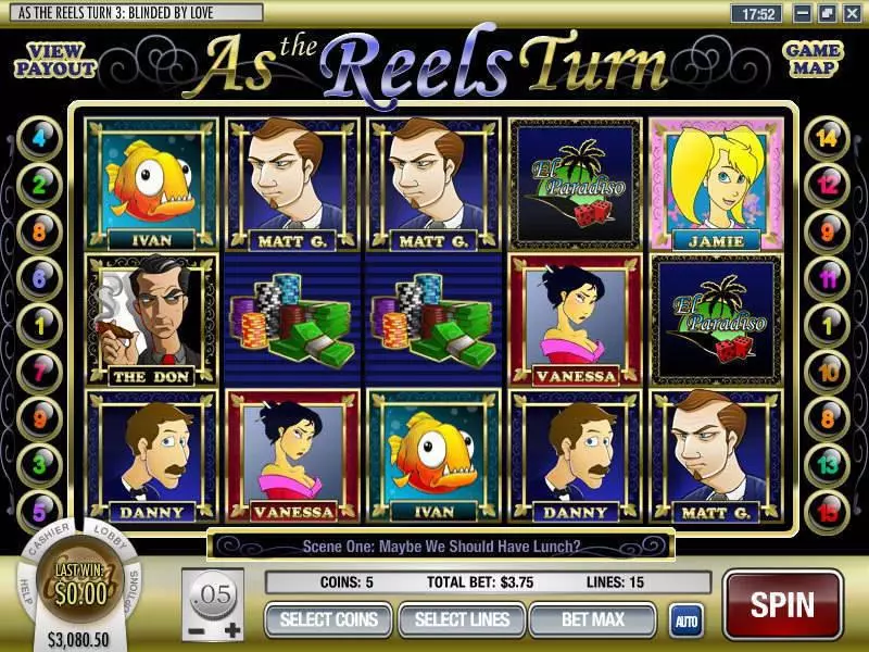 As the Reels Turn 3  Real Money Slot made by Rival - Main Screen Reels