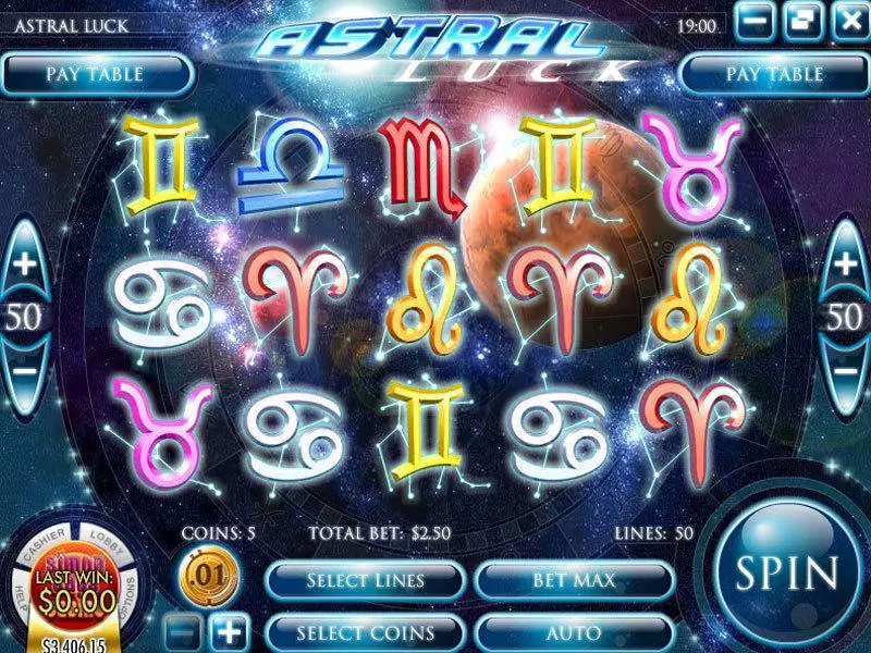 Astral Luck  Real Money Slot made by Rival - Main Screen Reels