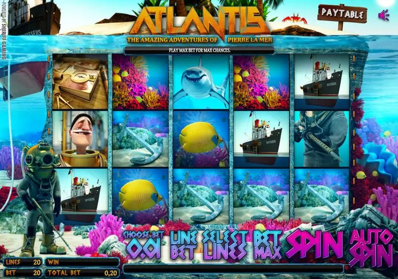 Atlantis  Real Money Slot made by Sheriff Gaming - Main Screen Reels