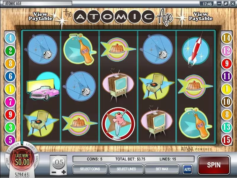 Atomic Age  Real Money Slot made by Rival - Main Screen Reels