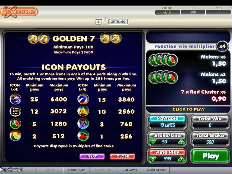 Atomic Fruit  Real Money Slot made by bwin.party - Info and Rules
