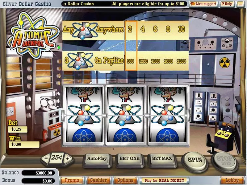 Atomic Jackpot  Real Money Slot made by WGS Technology - Main Screen Reels