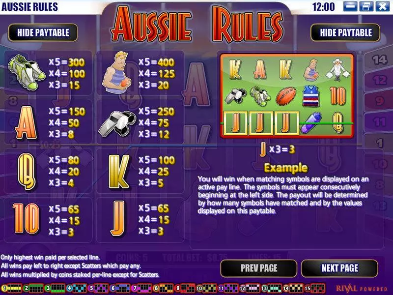 Aussie Rules  Real Money Slot made by Rival - Info and Rules
