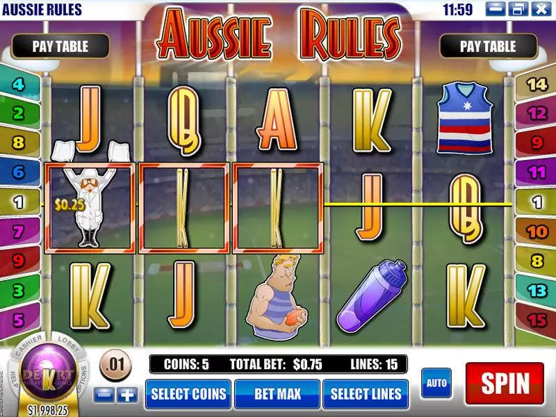 Aussie Rules  Real Money Slot made by Rival - Main Screen Reels