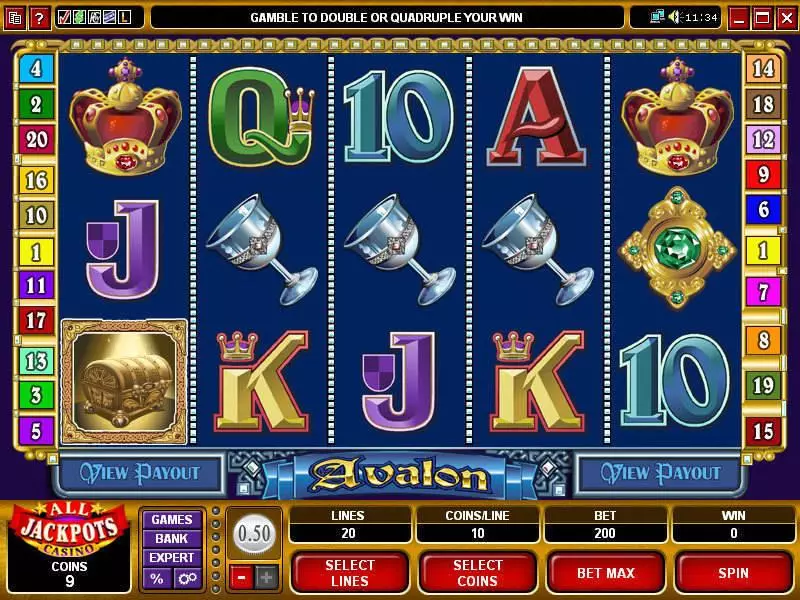 Avalon  Real Money Slot made by Microgaming - Main Screen Reels