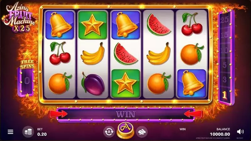 Azino Fruit Machine x25  Real Money Slot made by Mascot Gaming - Main Screen Reels