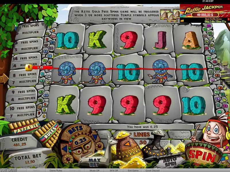 Aztec Gold Raffle  Real Money Slot made by bwin.party - Main Screen Reels