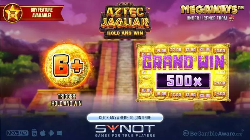 Aztec Jaguar Megaways  Real Money Slot made by Synot Games - Introduction Screen