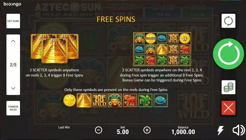 Aztec Sun  Real Money Slot made by Booongo - Bonus 1