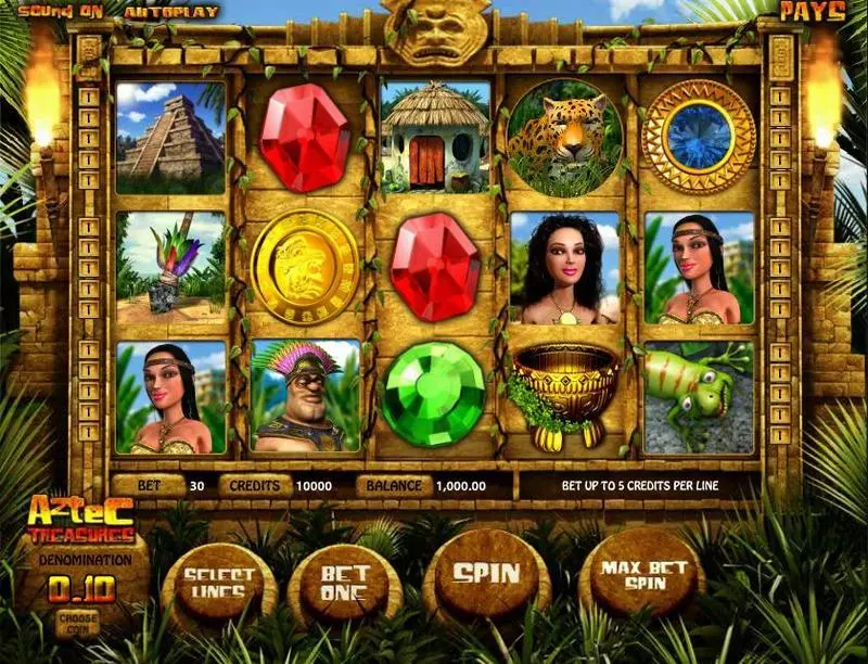 Aztec Treasures  Real Money Slot made by BetSoft - Introduction Screen