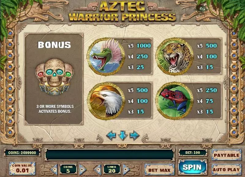 Aztec Warrior Princess  Real Money Slot made by Play'n GO - Info and Rules