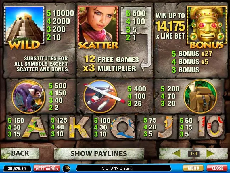 Azteca  Real Money Slot made by PlayTech - Info and Rules