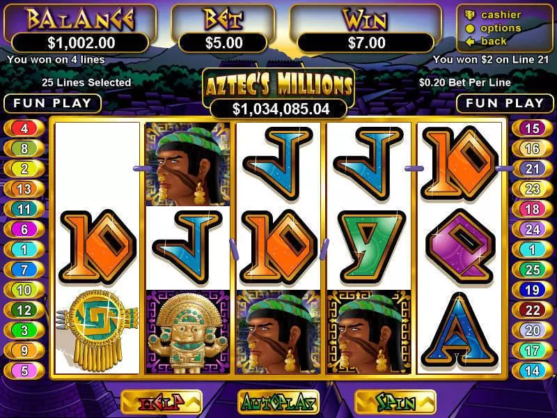 Aztec's Millions  Real Money Slot made by RTG - Main Screen Reels
