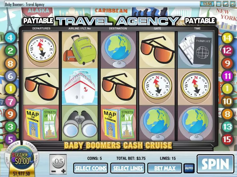 Baby Boomers Cash Cruise  Real Money Slot made by Rival - Main Screen Reels