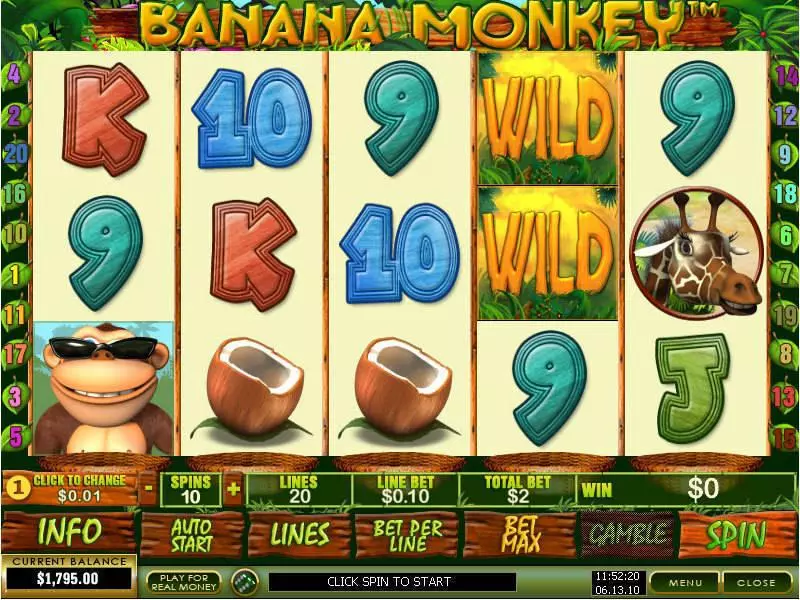 Banana Monkey  Real Money Slot made by PlayTech - Main Screen Reels