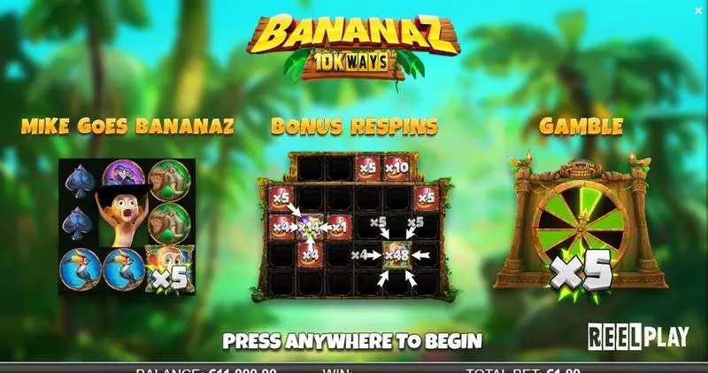 Bananaz 10K Ways  Real Money Slot made by ReelPlay - Info and Rules