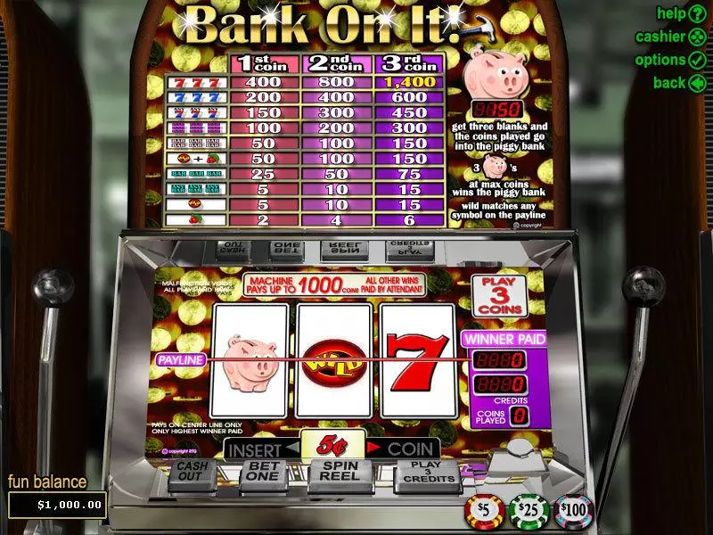 Bank on It  Real Money Slot made by RTG - Main Screen Reels