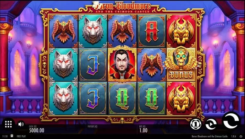 Baron Bloodmore and the Crimson Castle  Real Money Slot made by Thunderkick - Main Screen Reels