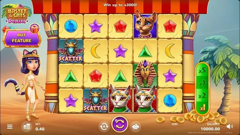 Bastet and Cats Deluxe  Real Money Slot made by Mascot Gaming - Main Screen Reels