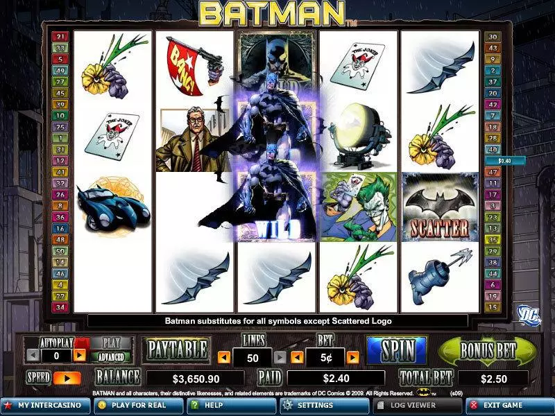 Batman  Real Money Slot made by Amaya - Main Screen Reels