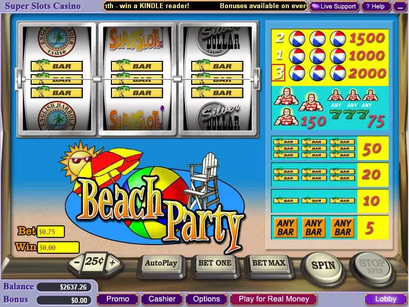 Beach Party  Real Money Slot made by Vegas Technology - Main Screen Reels