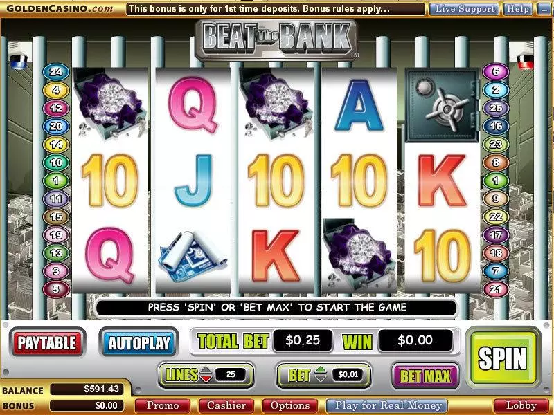 Beat the Bank  Real Money Slot made by WGS Technology - Main Screen Reels