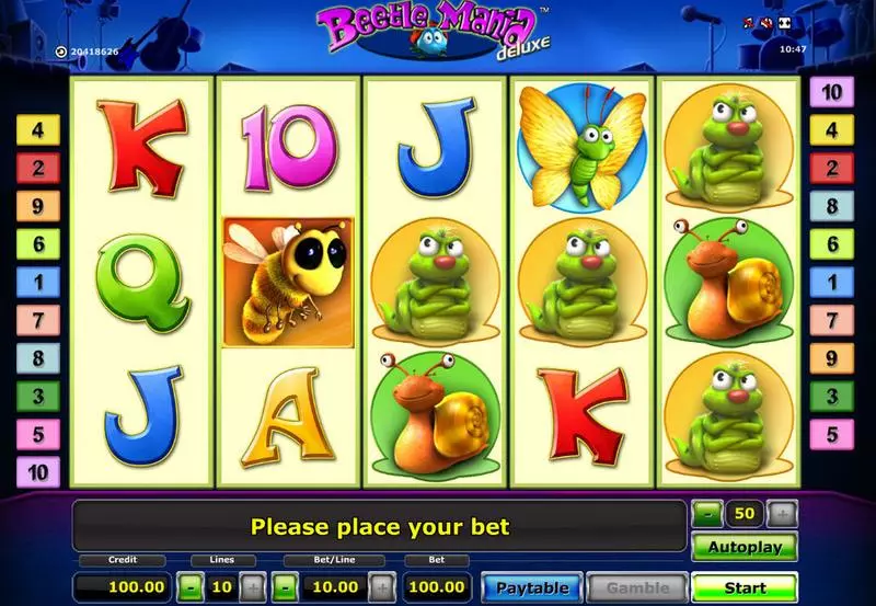 Beetle Mania - Deluxe  Real Money Slot made by Novomatic - Main Screen Reels