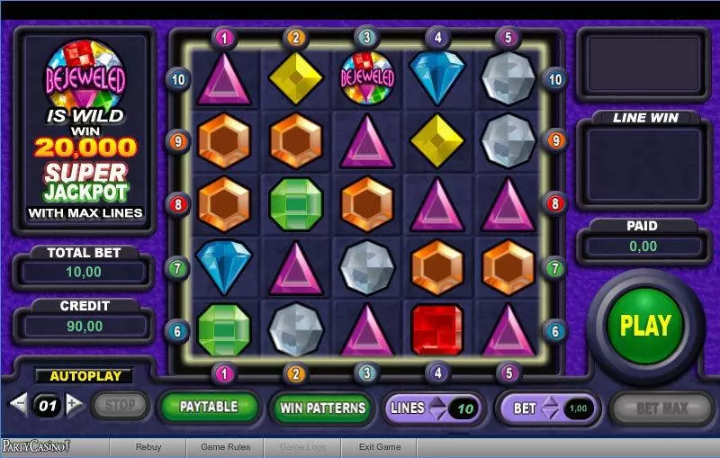 Bejeweled  Real Money Slot made by bwin.party - Main Screen Reels