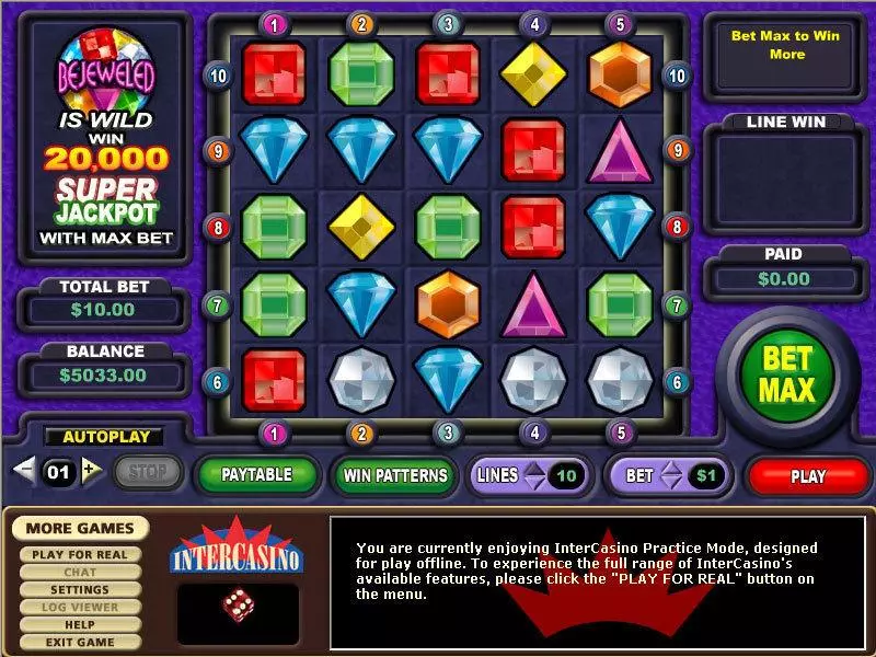 Bejeweled  Real Money Slot made by CryptoLogic - Main Screen Reels