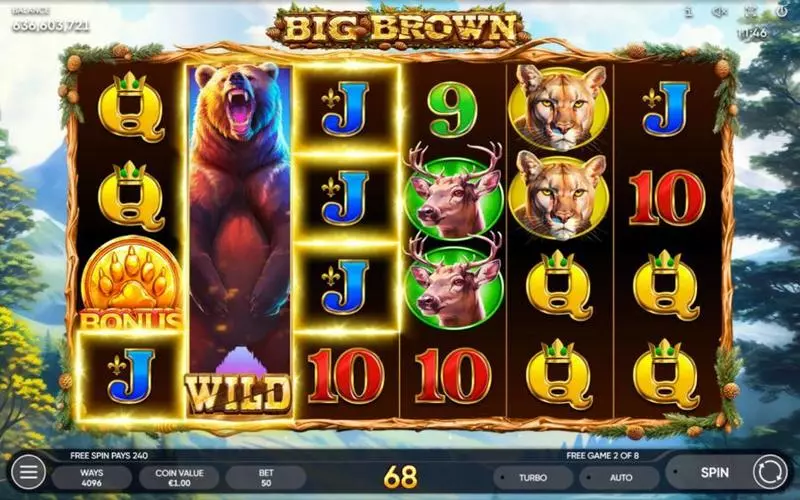 Big Brown  Real Money Slot made by Endorphina - Main Screen Reels