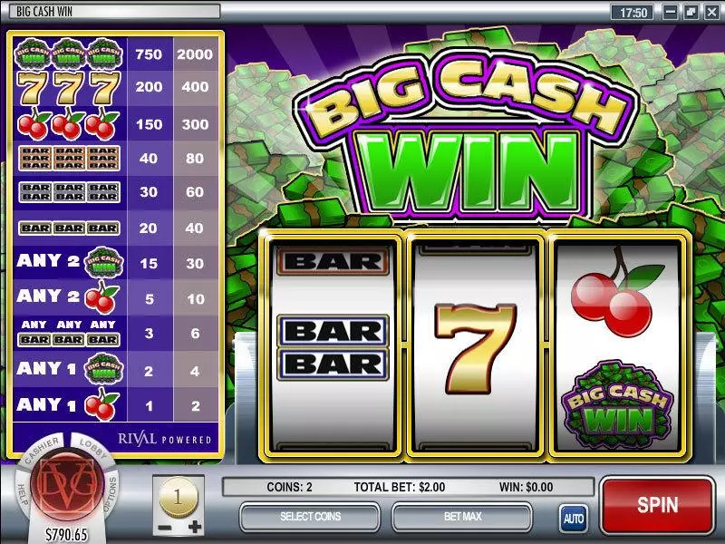 Big Cash Win  Real Money Slot made by Rival - Main Screen Reels