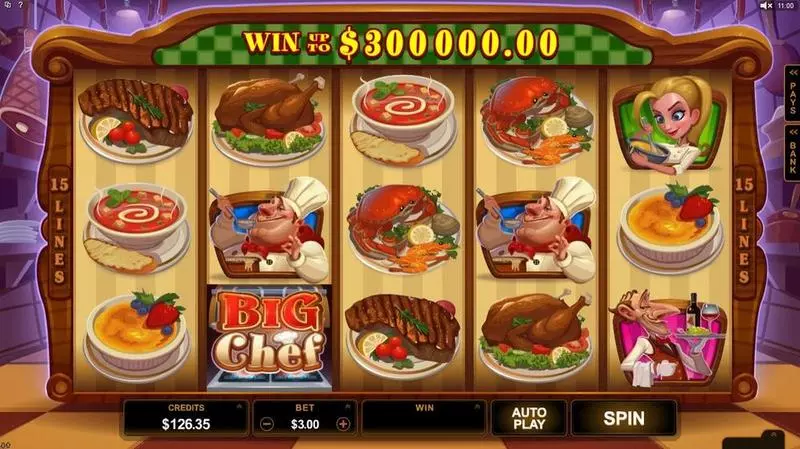 Big Chef  Real Money Slot made by Microgaming - Main Screen Reels
