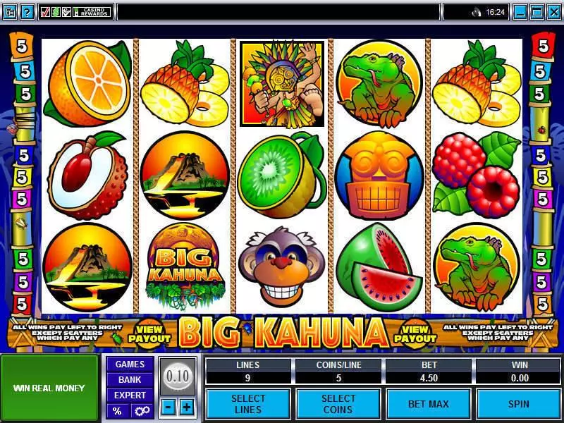 Big Kahuna  Real Money Slot made by Microgaming - Main Screen Reels